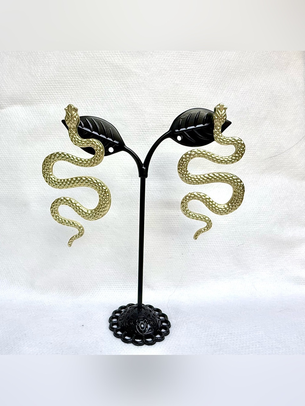Golden Aura Snake Statement Earrings
